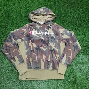 Vintage Y2K Champion Camo Hoodie Medium 20x26 Reverse-Weave